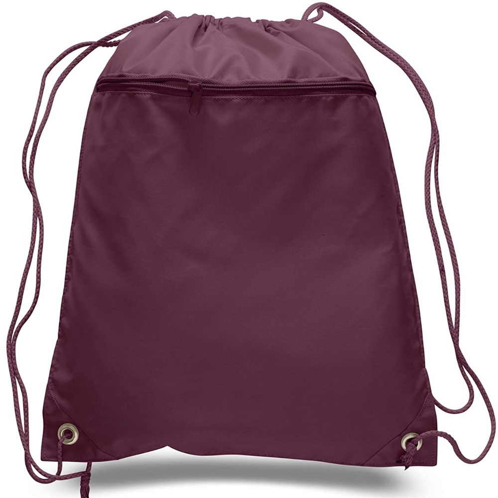 Polyester Drawstring Backpacks 3-Pack Maroon